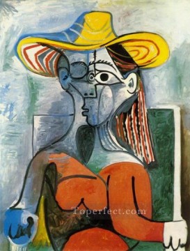 パブロ・ピカソ Painting - 帽子をかぶった女性の胸像 1962 年キュビズム パブロ・ピカソ